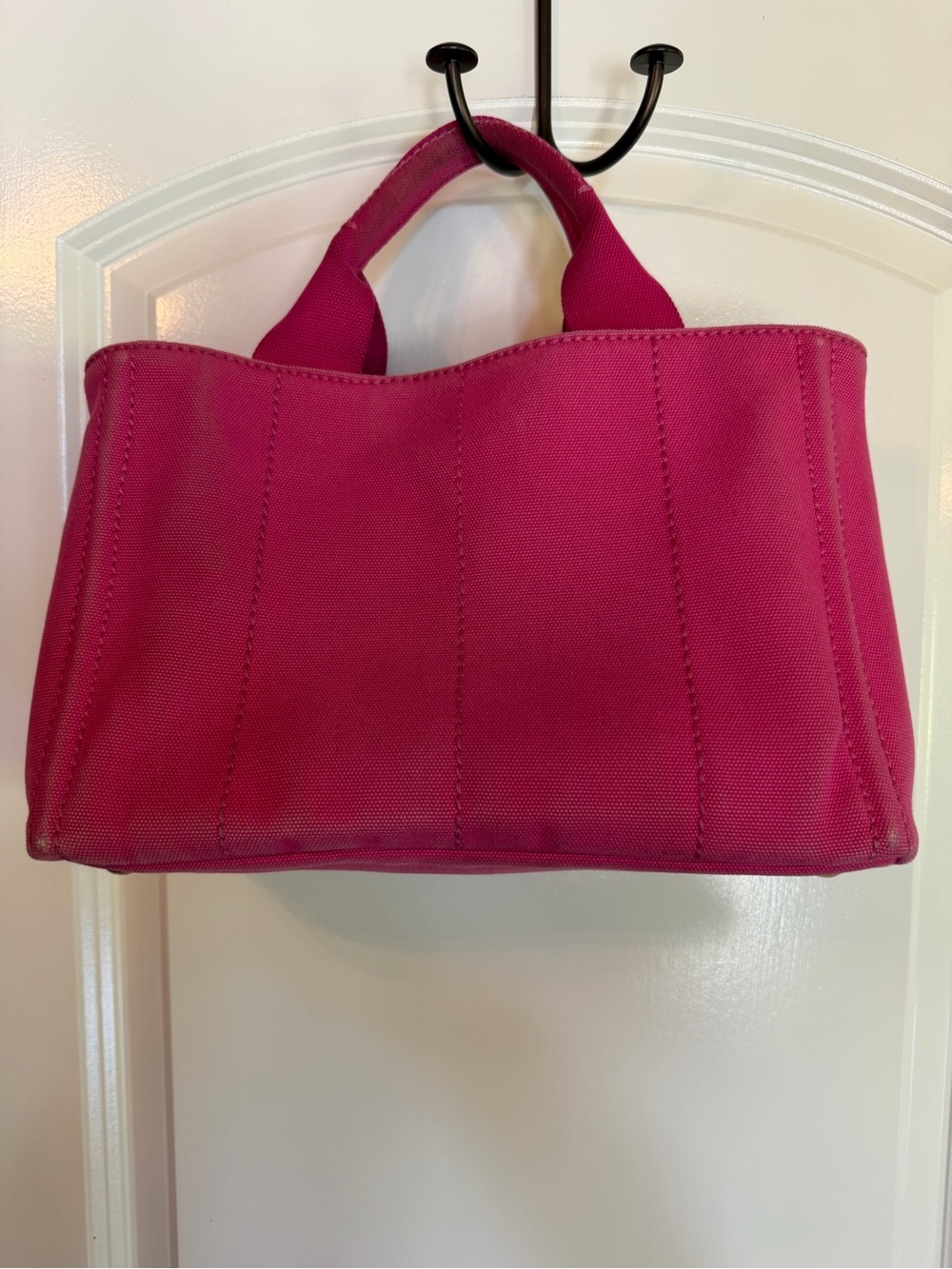 Prada Hot Pink Canvas Logo Tote - Picture 4 of 12